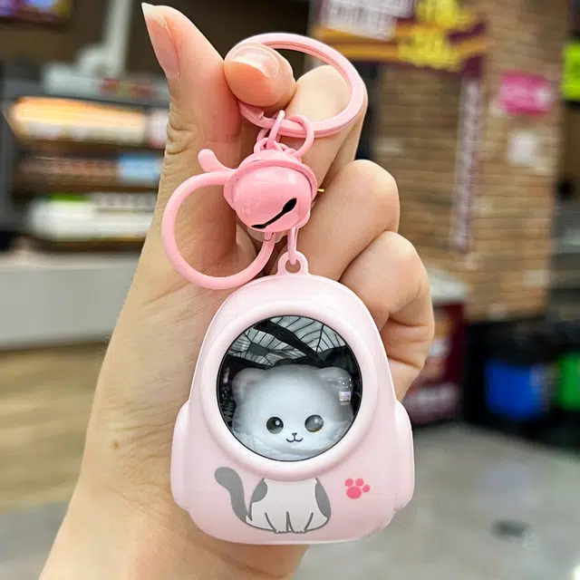丹琴 可爱创意氛围感发光猫咪小熊书包夜灯学生包包挂件卡通玩偶 树脂/合金 钥匙扣 男女同款情侣款