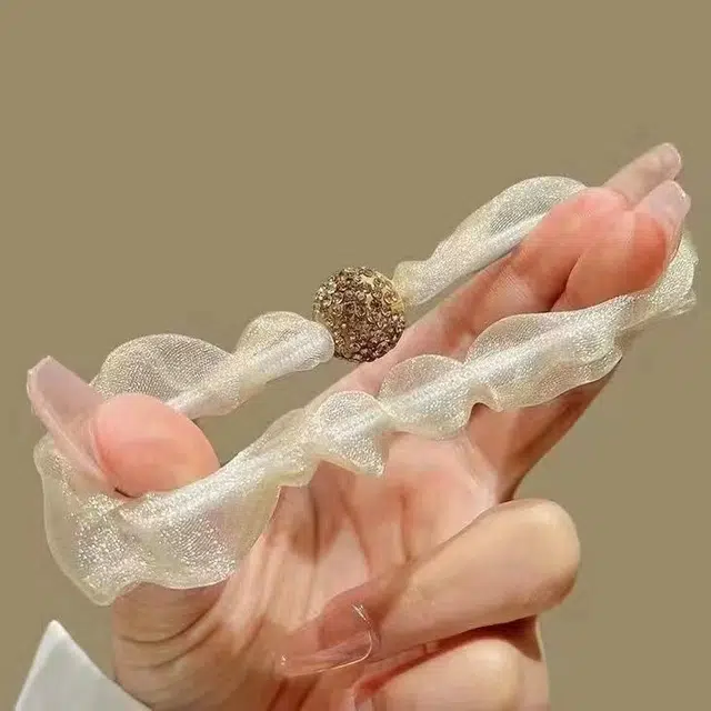 丹琴 闪珠大肠气质扎头发小皮套网纱 头绳 女款