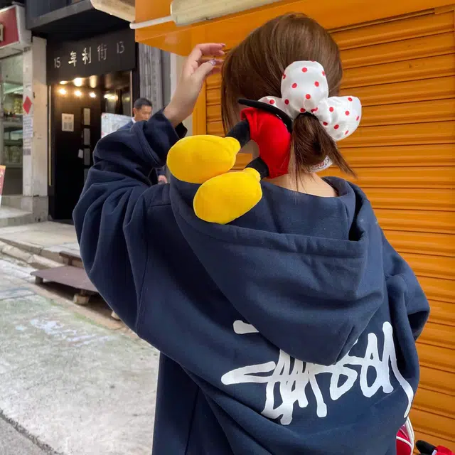 丹琴 创意花朵可爱波点大肠圈老鼠屁股玩偶立体扎丸子头 布艺 发圈 女款