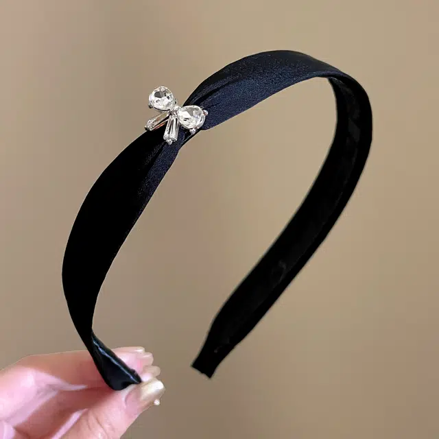 丹琴 时尚绸缎蝴蝶结 高级感韩系气质百搭头箍压头发饰#好运 涤纶 发箍 女款