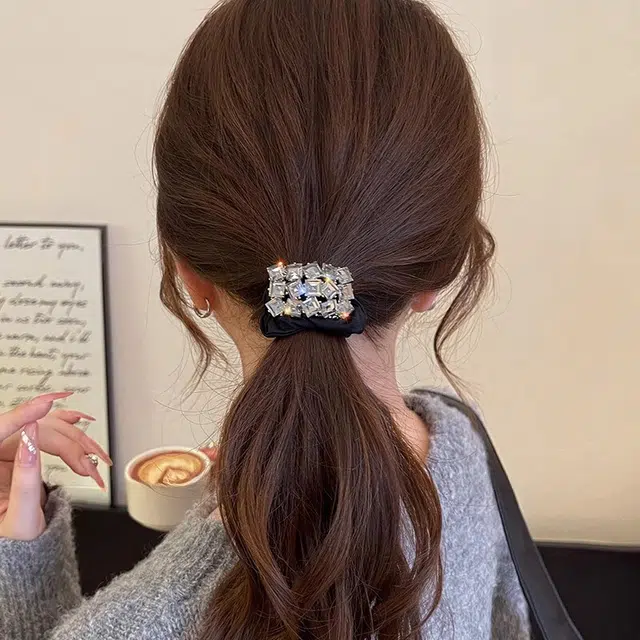 丹琴 温柔风春夏水晶发绳女超仙大肠发圈头饰气质扎头发马尾高级感皮套 布艺 头绳 女款