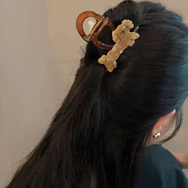 丹琴 可爱小猫后脑勺盘发中号发量少鲨鱼夹子半扎发发卡 发夹 女款
