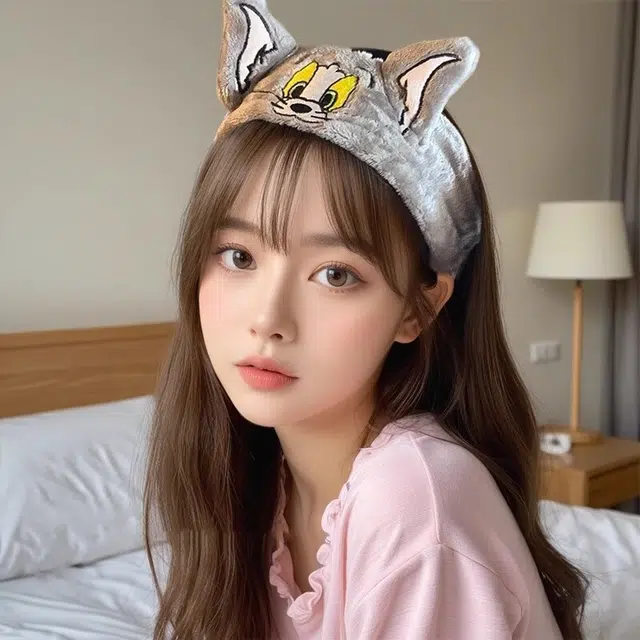 丹琴 可爱卡通搞怪猫咪运动洗脸洗漱化妆敷面膜专用 布艺 发带 男女同款情侣款