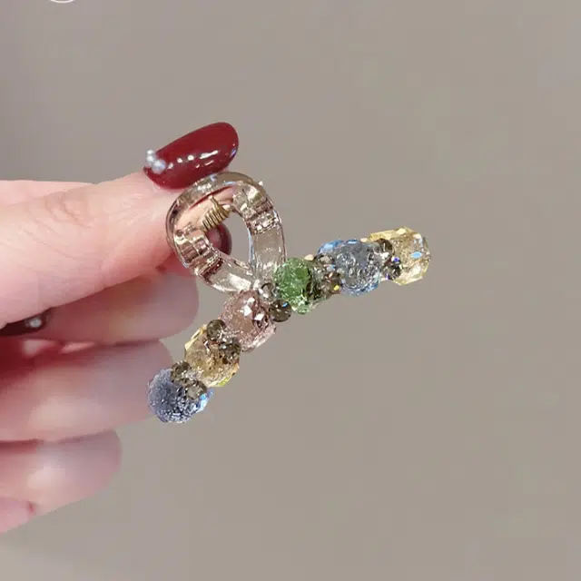 丹琴 渐变彩色闪钻 高级感时尚抓夹夏季中号后脑勺盘发鲨鱼夹发抓头饰 亚克力 发夹 女款