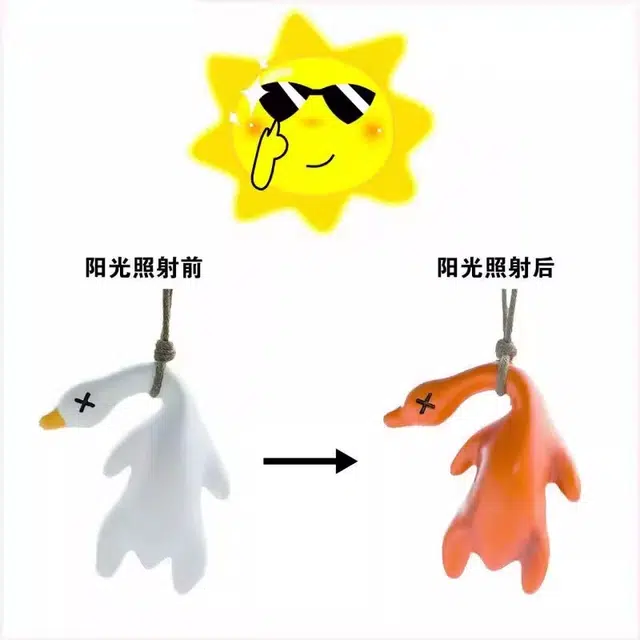 丹琴 遇光紫外线会变色烤鸭 有趣恶搞创意钥匙扣黑科技书包玩具 亚克力 挂件 男女同款情侣款