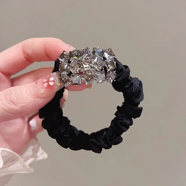 丹琴 温柔风春夏水晶发绳女超仙大肠发圈头饰气质扎头发马尾高级感皮套 布艺 头绳 女款