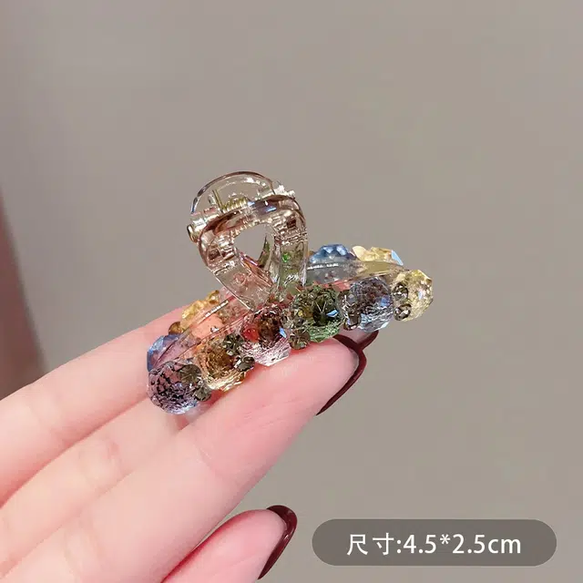 丹琴 渐变彩色闪钻 高级感时尚抓夹夏季中号后脑勺盘发鲨鱼夹发抓头饰 亚克力 发夹 女款