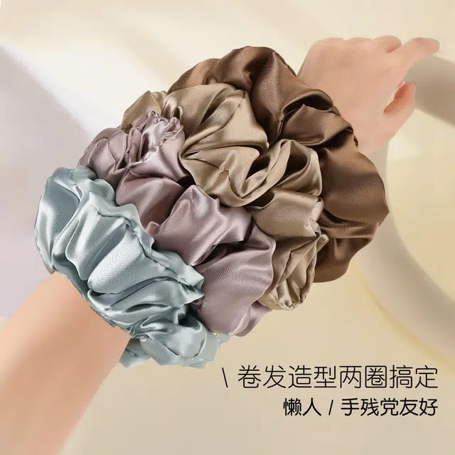 丹琴 丝绸枕头睡觉 缎面自然卷发神器大肠丸子头盘扎头发饰 布艺 发圈 女款