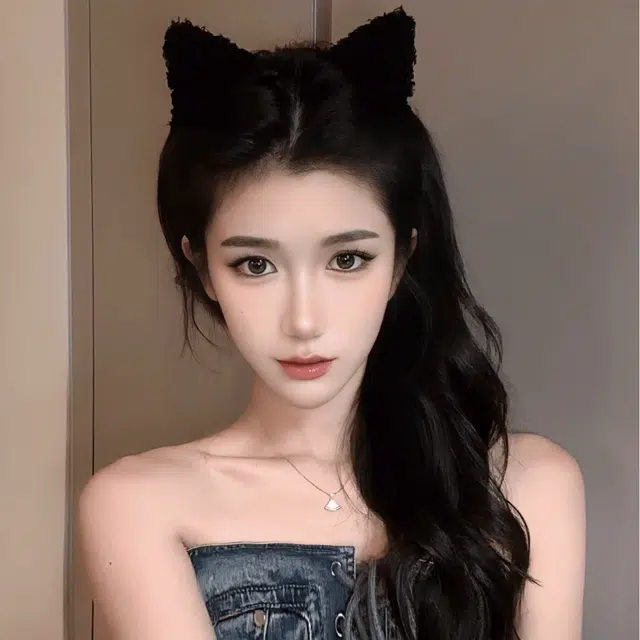 丹琴 可爱猫咪百搭洗脸绒毛猫耳朵 毛绒 发箍 女款