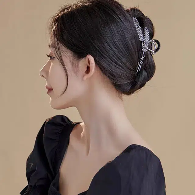 丹琴 轻奢气质麦穗精致国风后脑勺盘发抓夹 发量多大号鲨鱼夹发卡发饰 合金 发夹 女款