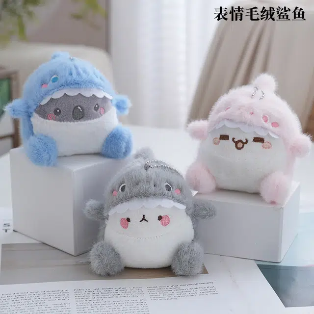 丹琴 可爱卡通猫蛋蛋减压搞怪表情包解压鲨鱼公仔书包包玩偶 毛绒 挂件 男女同款情侣款