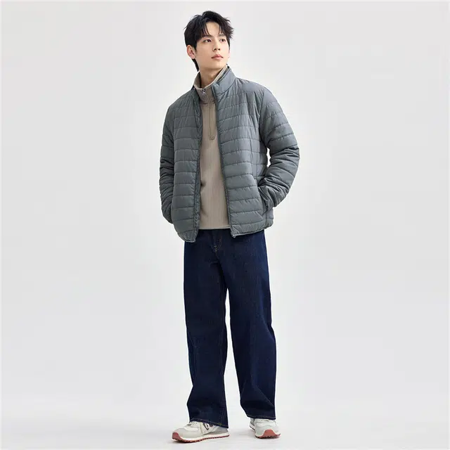 佐丹奴 纯色立领护颈防风梭织棉衣外套棉服 男款