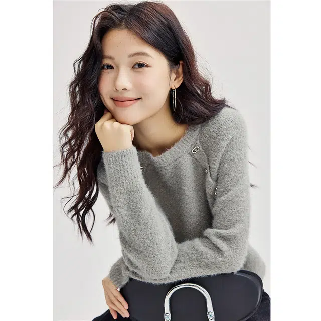 佐丹奴 圆领宽松通勤百搭针织衫 女款 高级灰