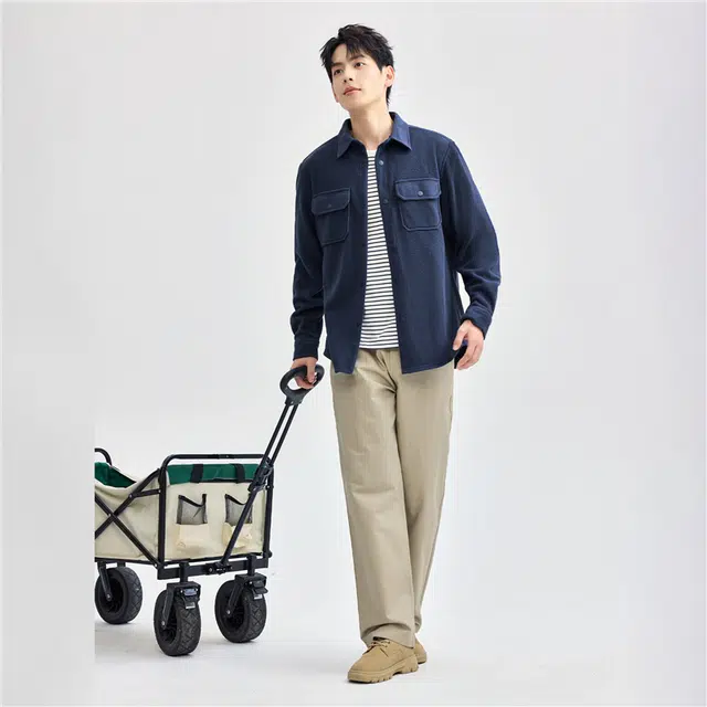 佐丹奴 工装口袋休闲长袖衬衫 男款