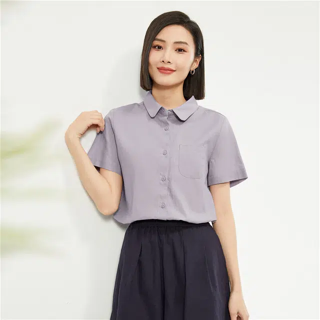 佐丹奴 休闲简约口袋装饰短袖衬衫 女款