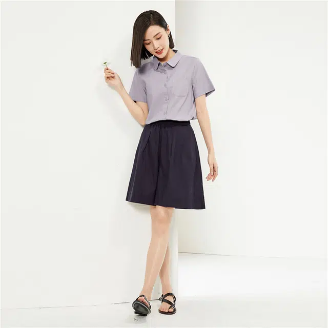 佐丹奴 休闲简约口袋装饰短袖衬衫 女款