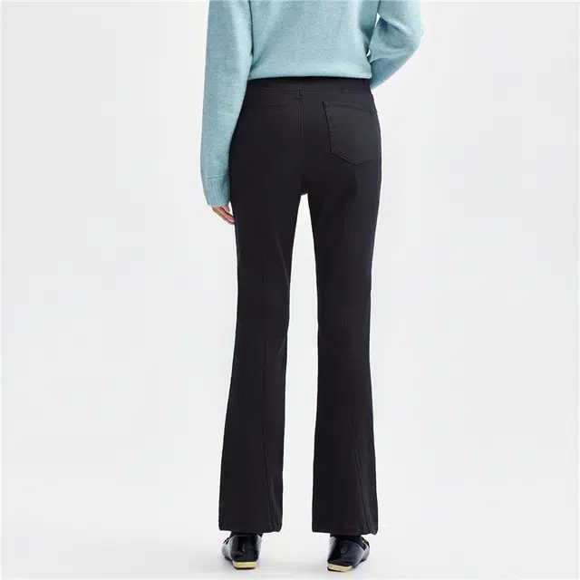 佐丹奴 高弹紧身梭织微喇叭九分裤休闲裤 女款 标志黑