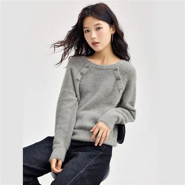 佐丹奴 圆领宽松通勤百搭针织衫 女款 高级灰