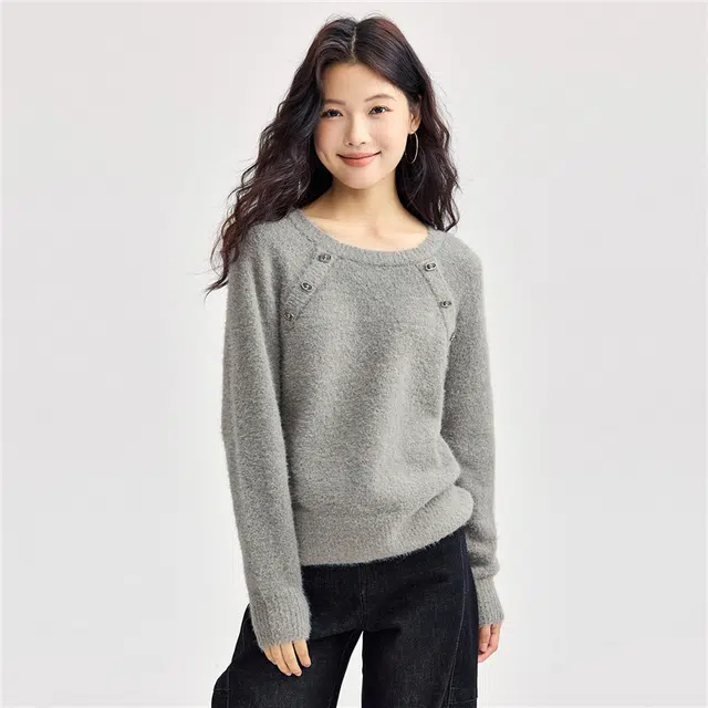 佐丹奴 圆领宽松通勤百搭针织衫 女款 高级灰