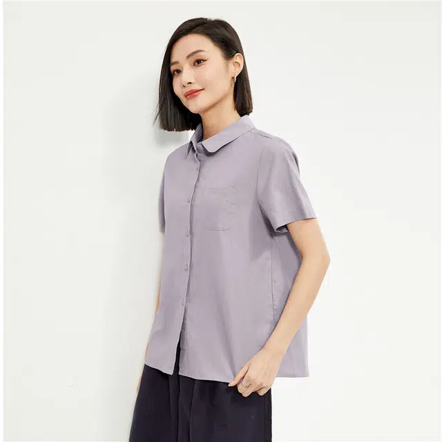 佐丹奴 休闲简约口袋装饰短袖衬衫 女款