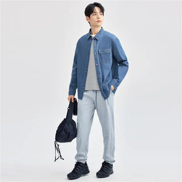 佐丹奴 帅气工装风纯棉口袋长袖衬衫 男款