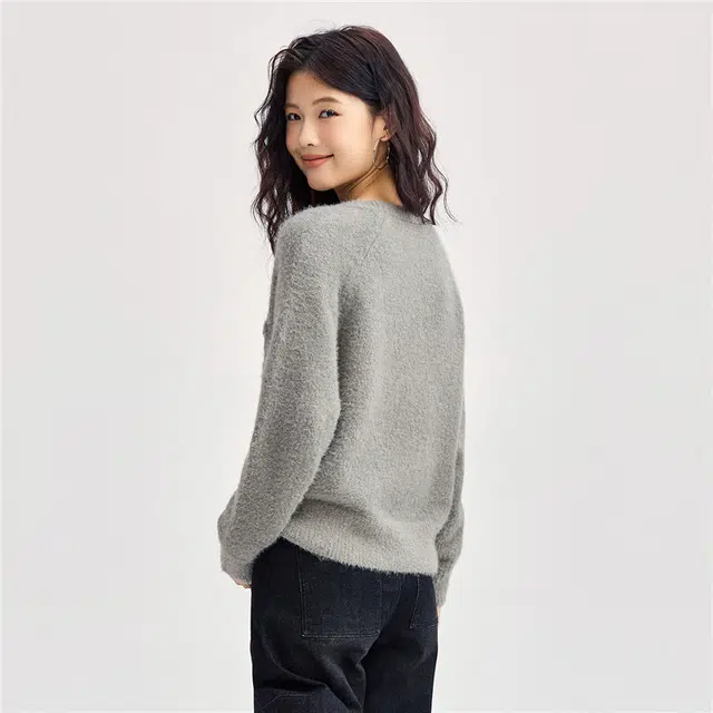 佐丹奴 圆领宽松通勤百搭针织衫 女款 高级灰