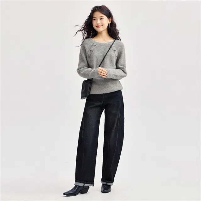 佐丹奴 圆领宽松通勤百搭针织衫 女款 高级灰