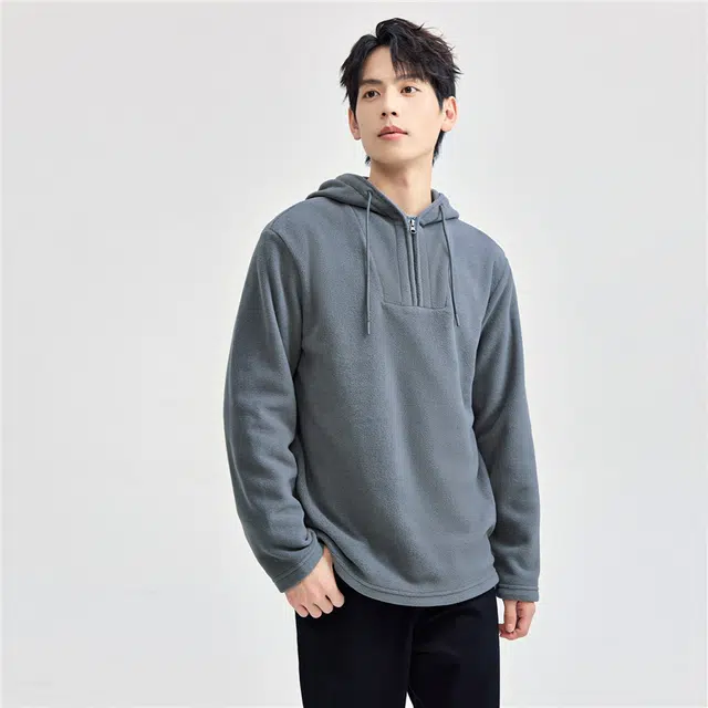 佐丹奴 摇粒绒连帽胸针织长袖卫衣 男款