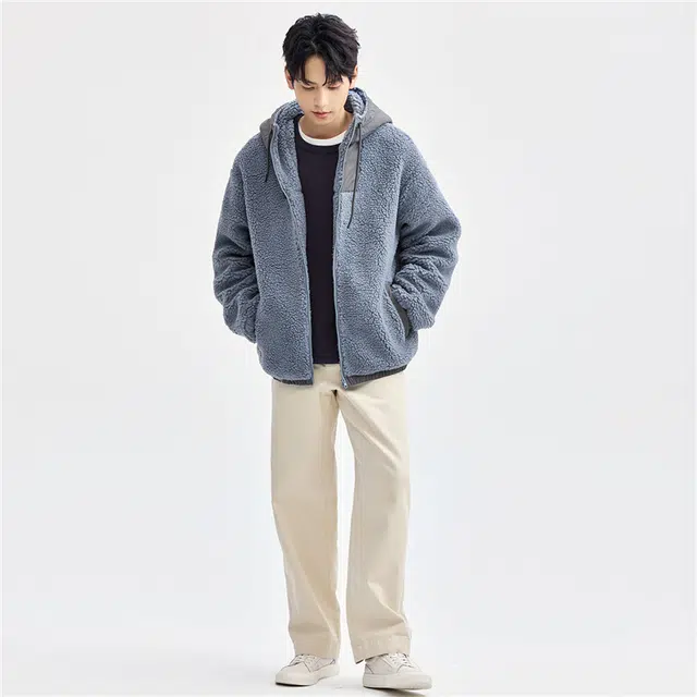 佐丹奴 保暖针梭织拼接连帽休闲夹克外套 男款