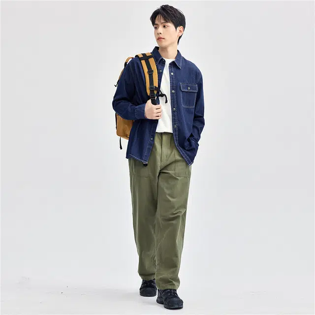 佐丹奴 帅气工装风纯棉口袋长袖衬衫 男款