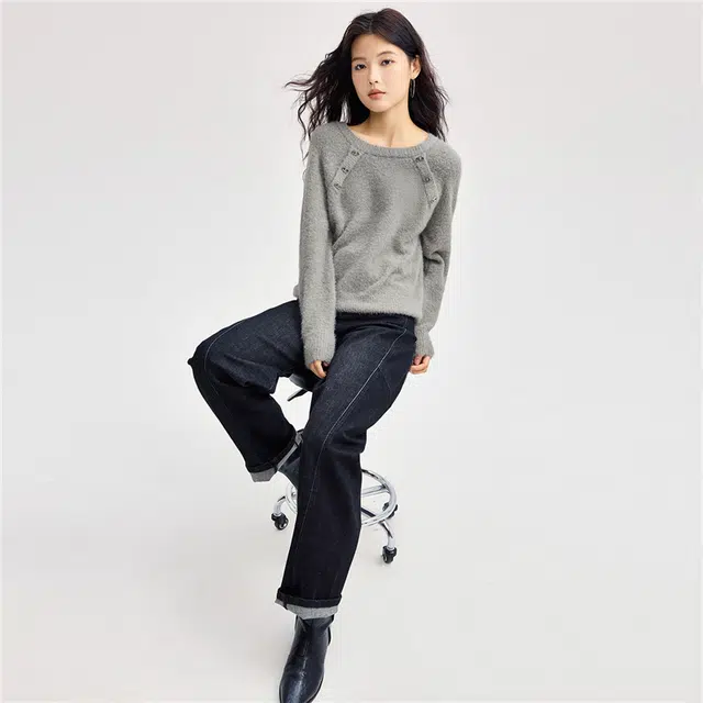 佐丹奴 圆领宽松通勤百搭针织衫 女款 高级灰