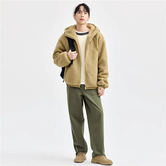 佐丹奴 保暖针梭织拼接连帽休闲夹克外套 男款