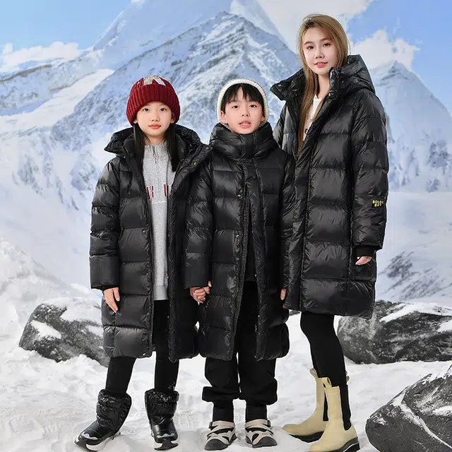 雅鹿羽绒服 时尚洋气加厚宽松防风保暖长袖 玄黑色 儿童款