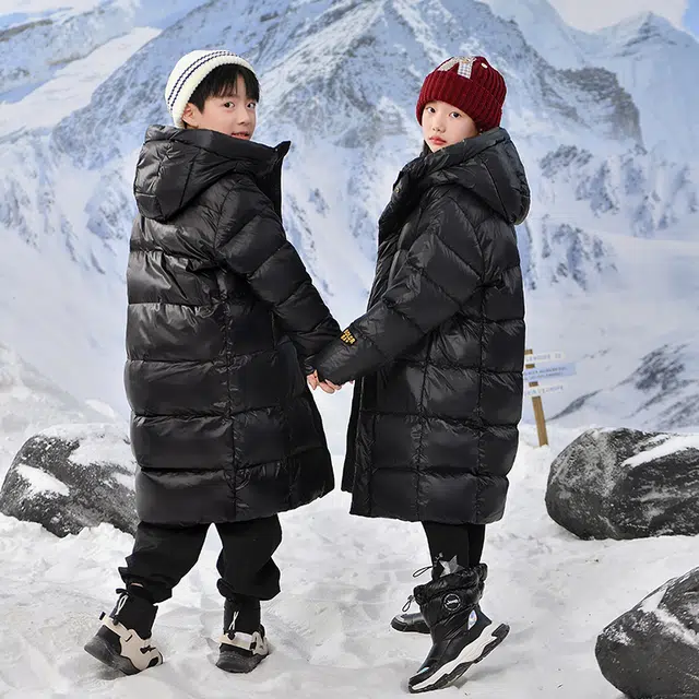 雅鹿羽绒服 时尚洋气加厚宽松防风保暖长袖 玄黑色 儿童款
