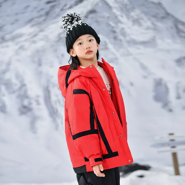 雅鹿羽绒服 拼色连帽保暖舒适长袖 儿童款