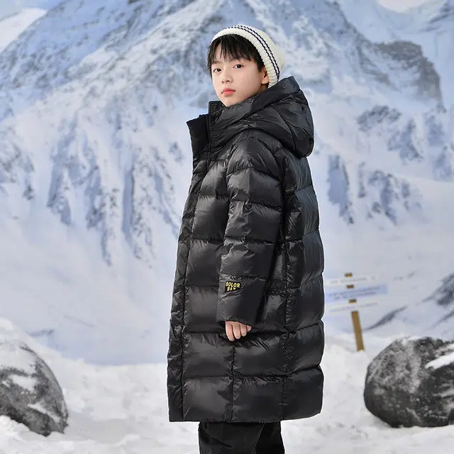雅鹿羽绒服 时尚洋气加厚宽松防风保暖长袖 玄黑色 儿童款