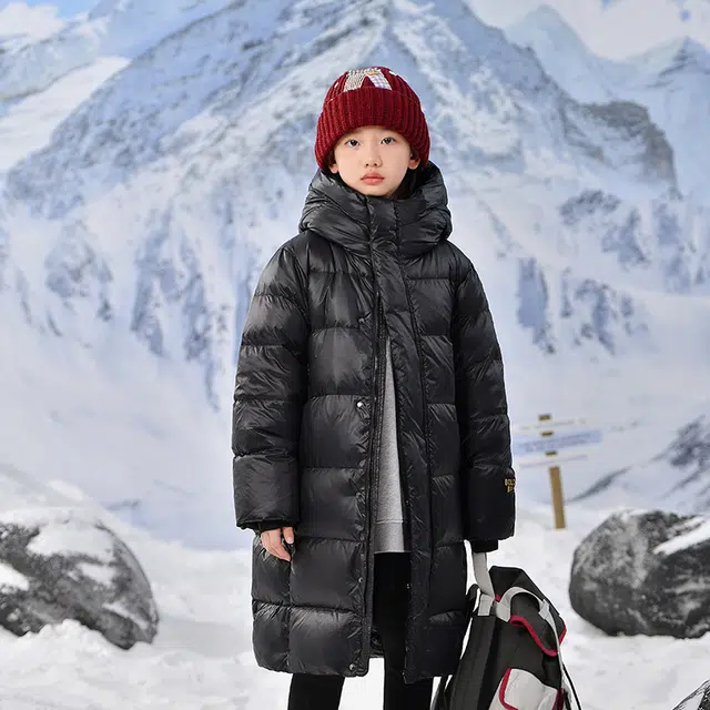 雅鹿羽绒服 时尚洋气加厚宽松防风保暖长袖 玄黑色 儿童款