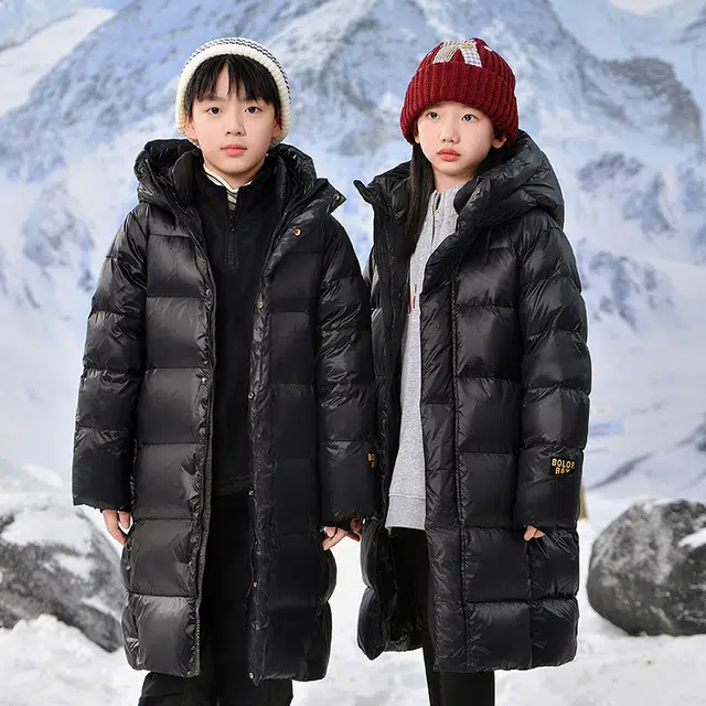 雅鹿羽绒服 时尚洋气加厚宽松防风保暖长袖 玄黑色 儿童款