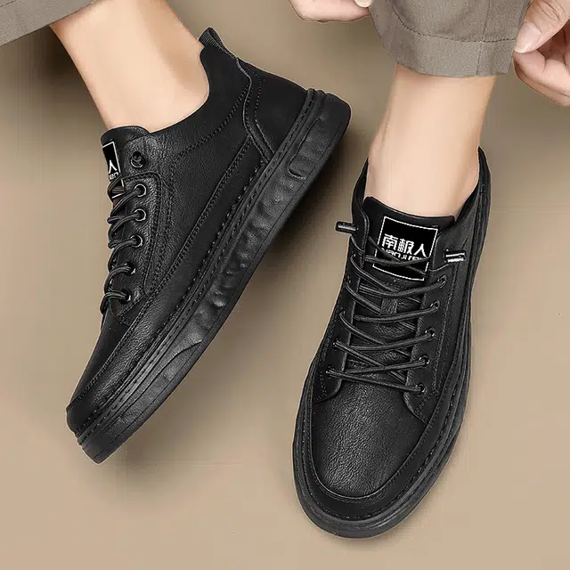 南极人 二层牛皮 四季百搭舒适简约时尚潮流个性厚底休闲轻盈 减震包裹性吸汗增高平衡抗冲击性支撑耐磨轻便透气防水防滑 低帮 板鞋 男款