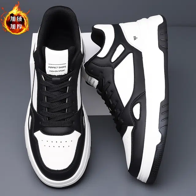 南极人 超纤皮 冬季时尚潮流加绒加棉加厚简约百搭风舒适 保暖减震包裹性吸汗增高平衡抗冲击性支撑耐磨轻便透气防水防滑 低帮 板鞋 男款