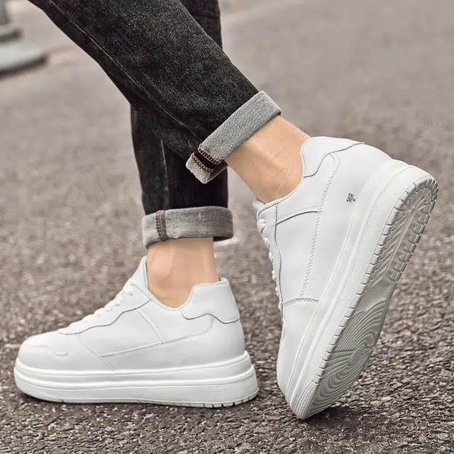 南极人 二层牛皮 四季舒适简约百搭时尚个性潮流韩版休闲厚底 减震包裹性吸汗增高抗冲击性支撑耐磨轻便透气防水防滑 低帮 板鞋 男女同款