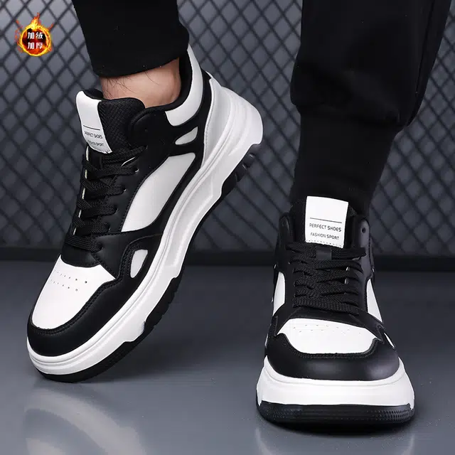 南极人 超纤皮 冬季时尚潮流加绒加棉加厚简约百搭风舒适 保暖减震包裹性吸汗增高平衡抗冲击性支撑耐磨轻便透气防水防滑 低帮 板鞋 男款