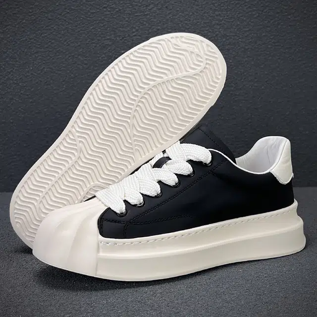 头层牛皮 潮流真皮贝壳头轻便百搭休闲运动 防水透气增高 低帮 板鞋 男款