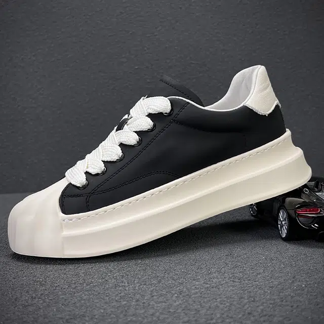 头层牛皮 潮流真皮贝壳头轻便百搭休闲运动 防水透气增高 低帮 板鞋 男款