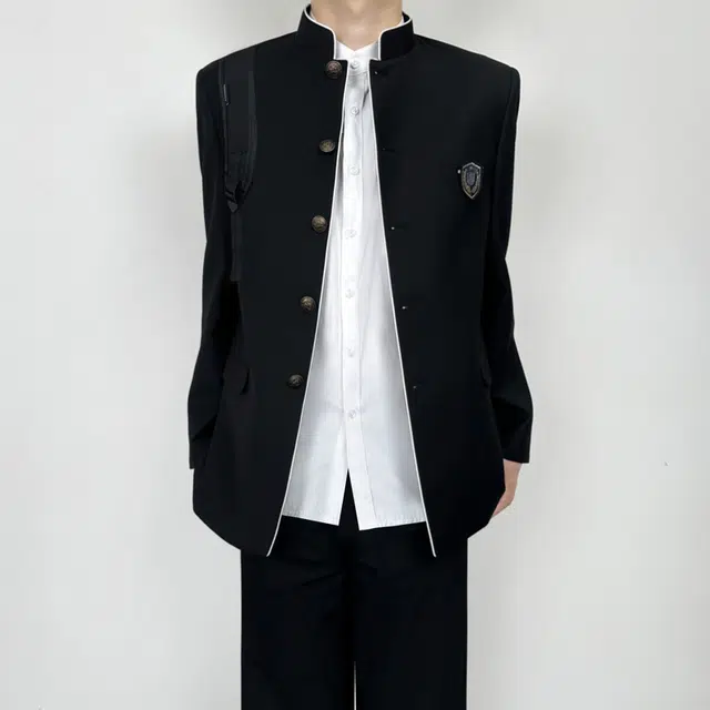 木村叔 立领诘襟初夏季纯色宽松型西装 男款