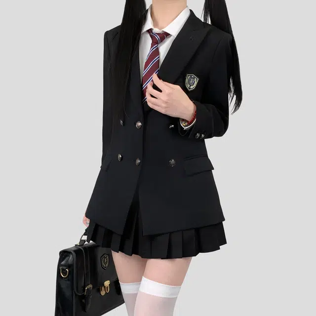 木村叔 夏季学院风女学生双排扣西服套装外套 女款