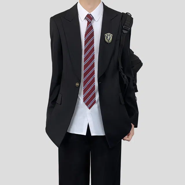 木村叔 黑色戗驳领初夏季纯色长袖超修身便服单西西装 男款