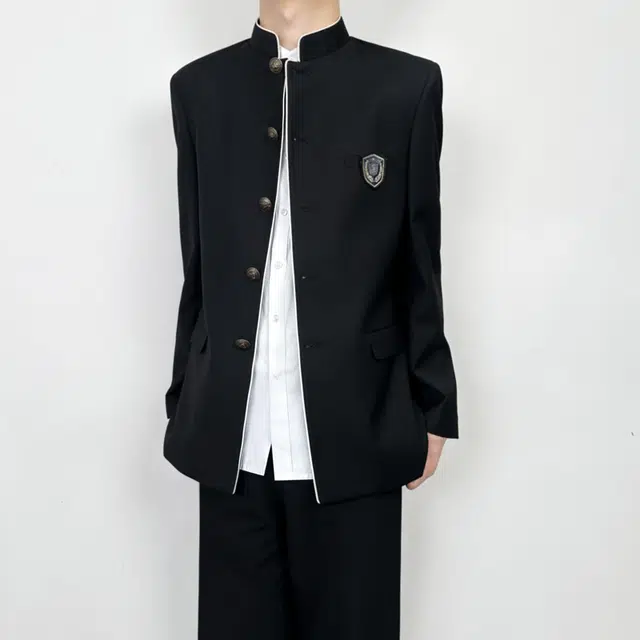 木村叔 立领诘襟初夏季纯色宽松型西装 男款