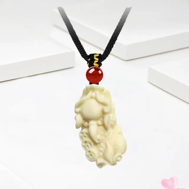 繁花笺 聚八方财富吞金兽貔貅平安招财转运纳福素圈福气新中式国风小众转运 象牙果 菩提类项链 男女同款情侣款