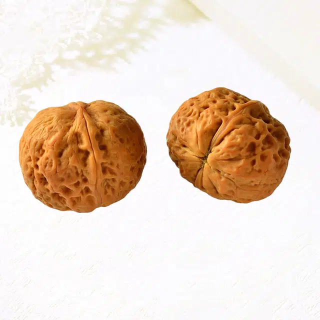 繁花笺 蛤蟆头小众精品打底狮子头一对 解压神器苹果圆龙纹官帽狮子头摆件 手工精品古玩手伴 复古油润盘玩 桃核 把件 男女同款情侣款